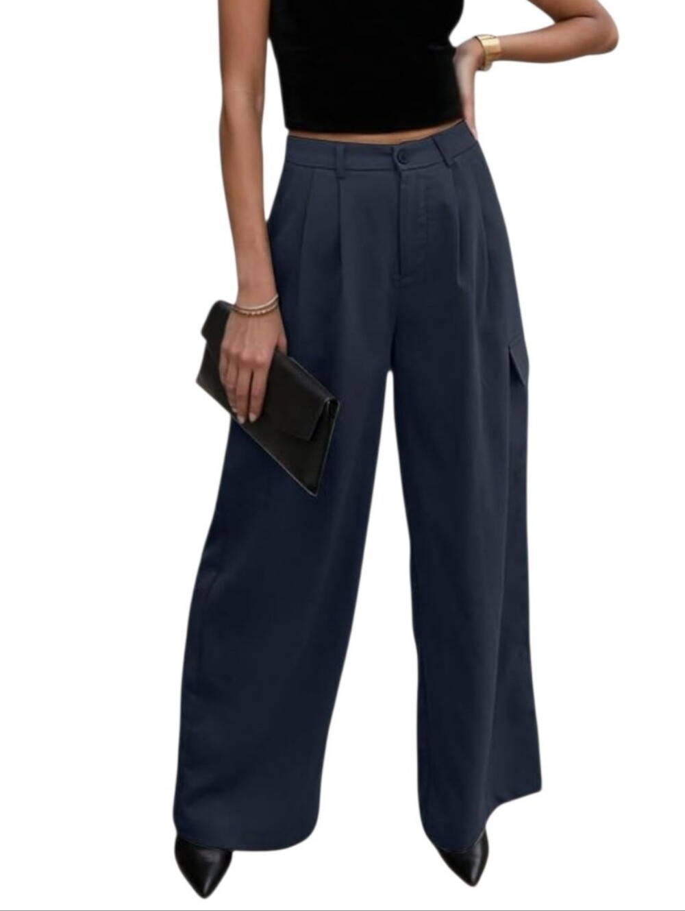 Dokotoo | Women’s Dark Gray High Waisted Wide Leg Cargo Style Pants (Size 18)